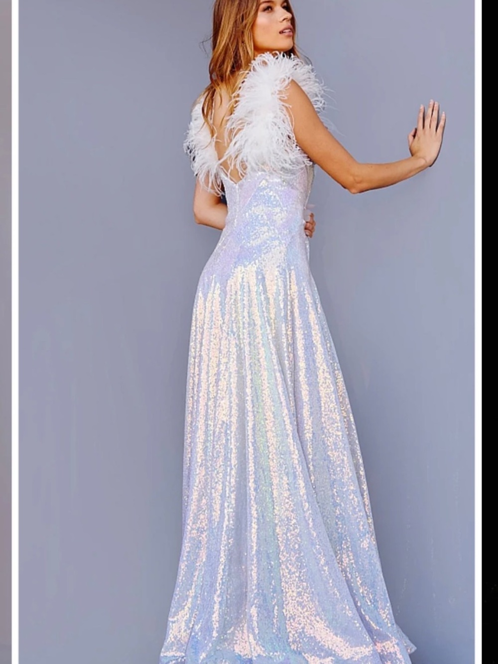 Jovani iridescent blue pageant prom gown - Picture 5 of 6